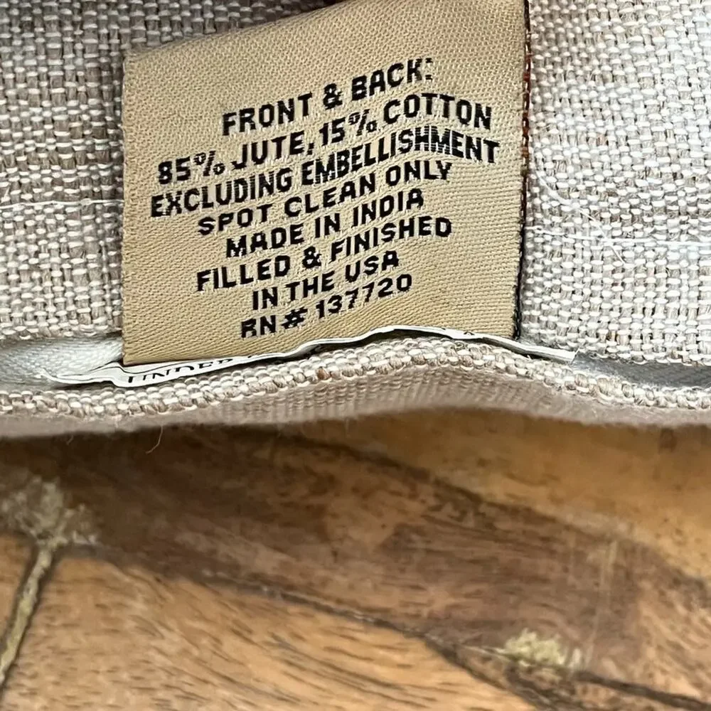 Devi Designs Decorative Jute Pillow Blessed Embroidery Striped